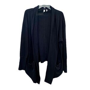 Zella ribbed slouchy open cardigan sweater with pockets